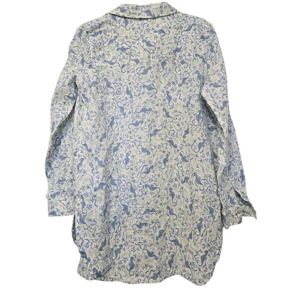 Sigrid Olseen 100 Linen Sea Horse Star Fish Blouse Beach Artisan Nature Inspired - Picture 2 of 6